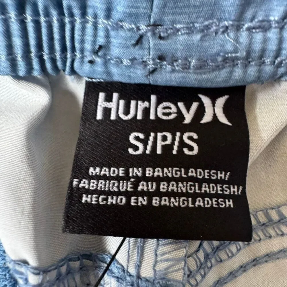 Hurley Medium Blue Pull On String Elastic Waist Hybrid Walk Shorts SZ S #2503